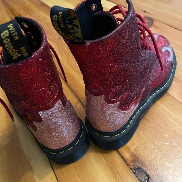 Dr Martens Red Glitter Flame 1460 Pascal Boots - Picture 7 of 7